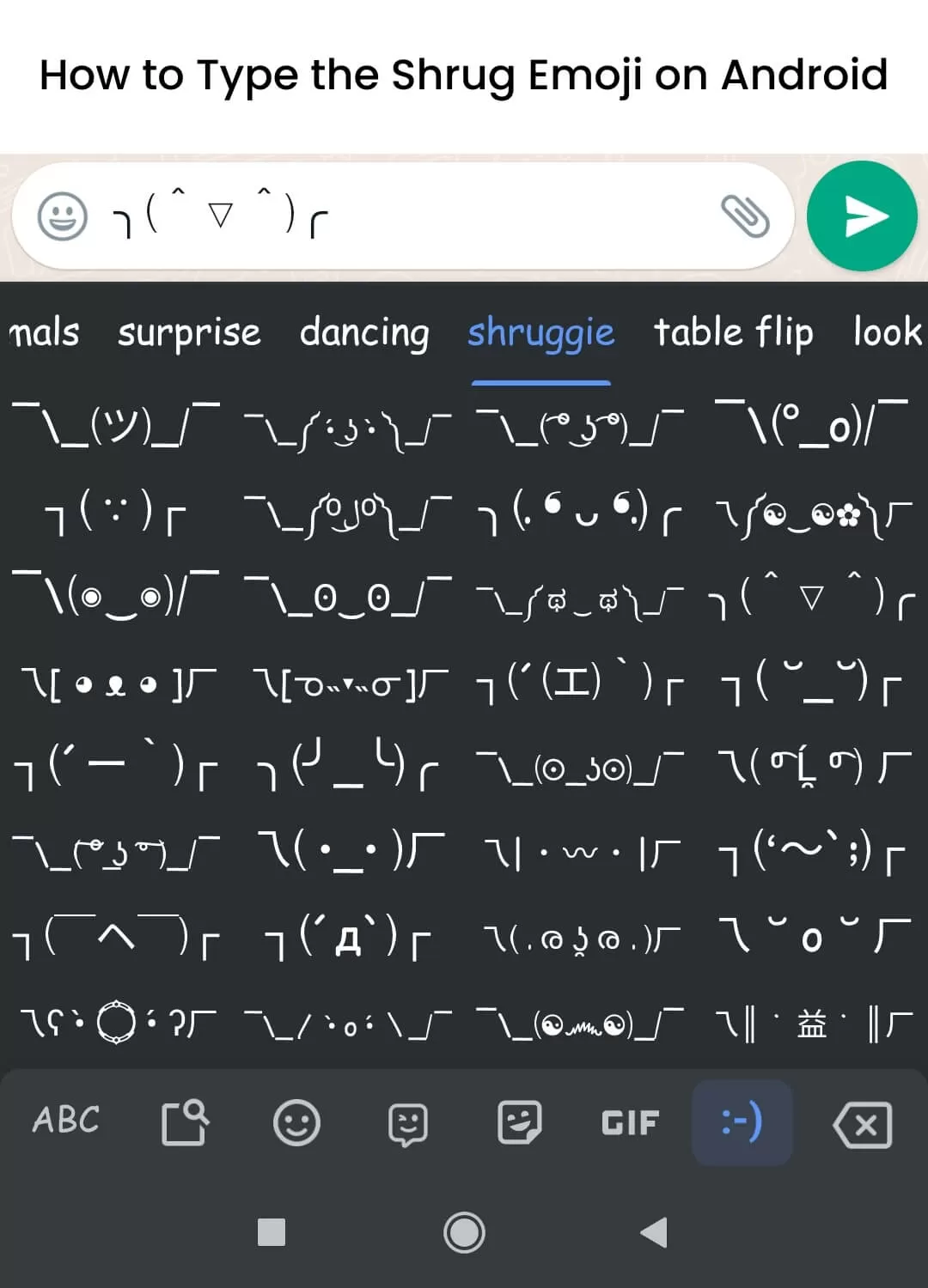 How to Type the Shrug Emoji ¯_(ツ)_/¯ in Few Seconds 6 shrug emoji on android