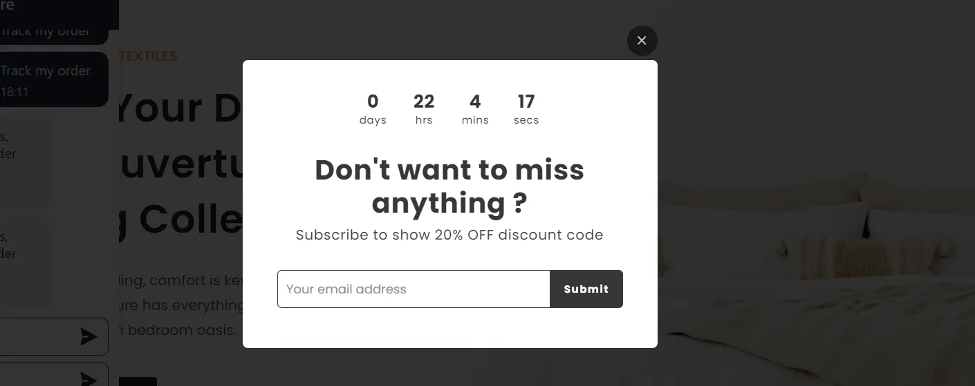 countdown discount popup for eCommerce conversion rate