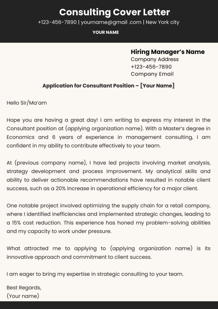 Consulting Cover Letter