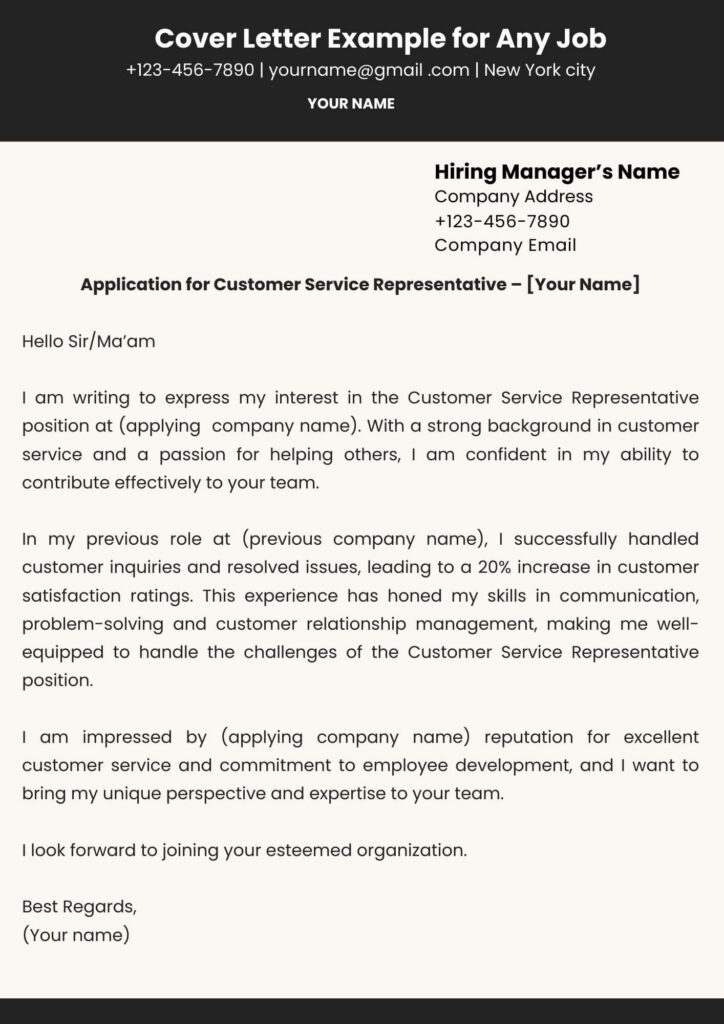 Cover Letter Example for Any Job