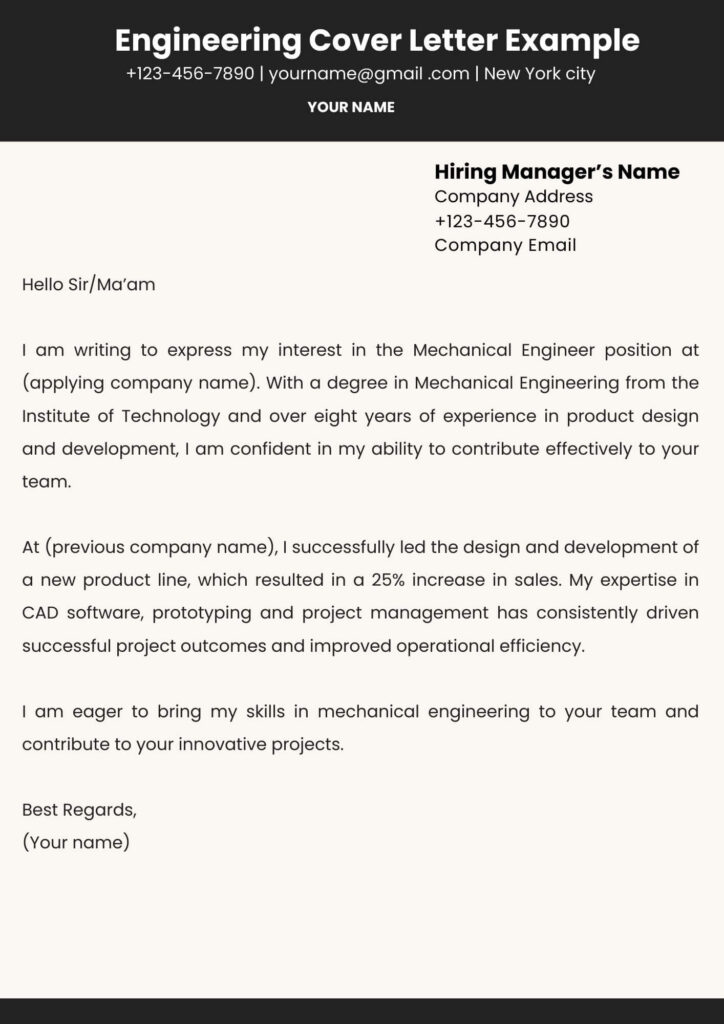 Engineering Cover Letter Example