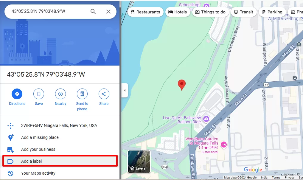 add label in google maps