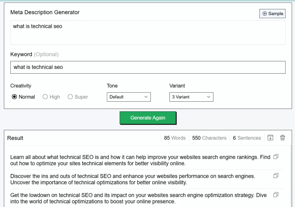 Meta Description Generator