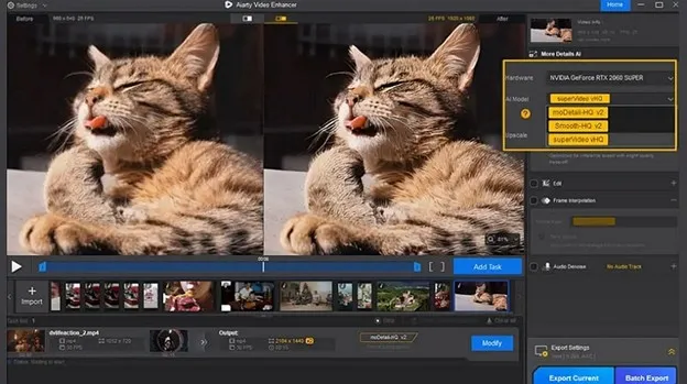 10 4K Upscaler You Must Try on Desktop, Mobile and Online 8 Aiarty Video Enhancer