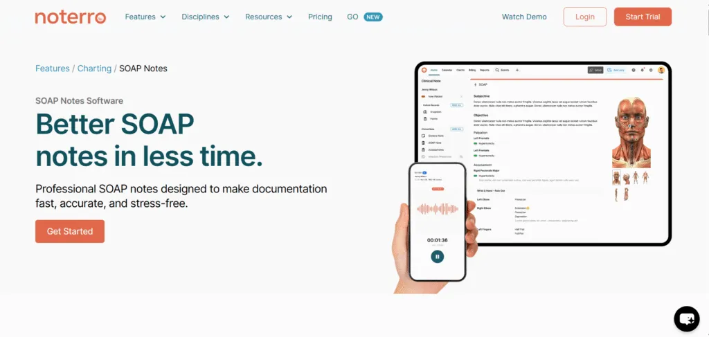 Top 6 Tools for Streamlining SOAP Notes and Clinical Documentation 3 Noterro