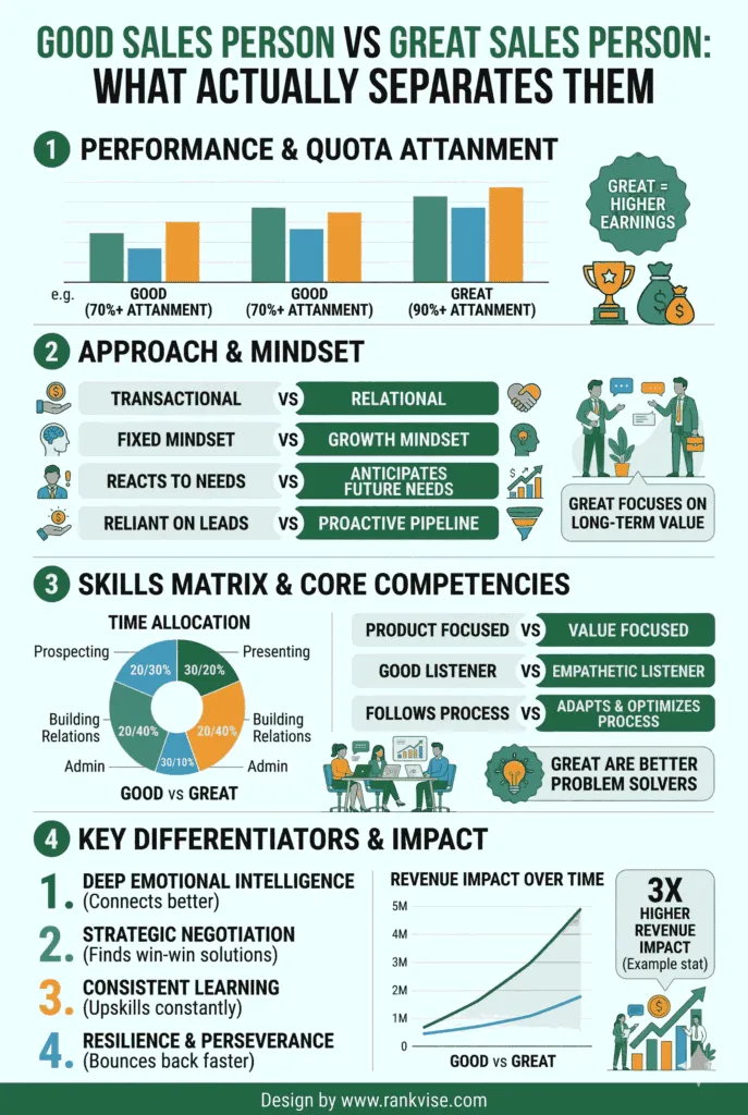 Good Sales Person vs Great Sales Person: What Actually Separates Them 3 Good vs Great Sales Person guide