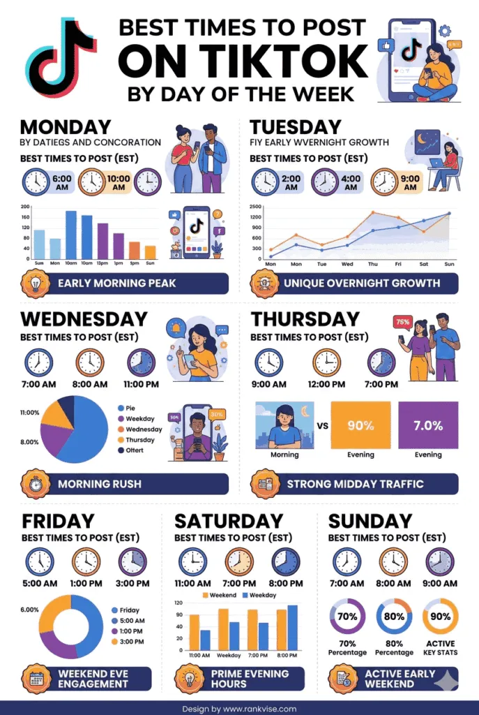 Best Time to Post on TikTok: A Day-by-Day Guide Backed by Data 3 Best Times to Post on TikTok by Day of the Week