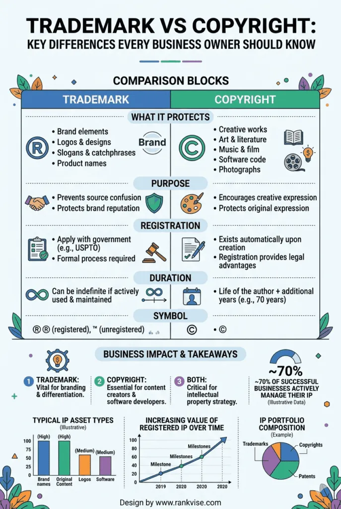 Trademark vs Copyright Key Differences