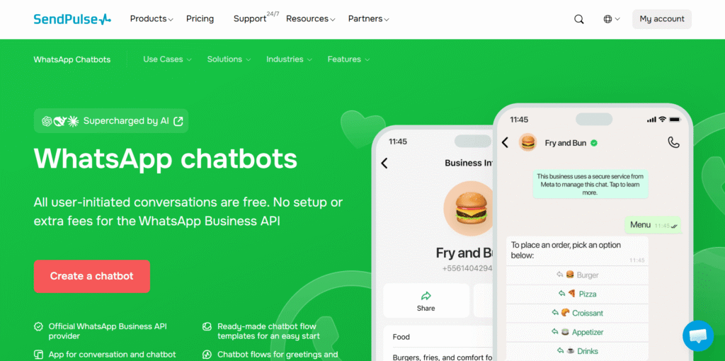 whatsapp customer support software sendpulse