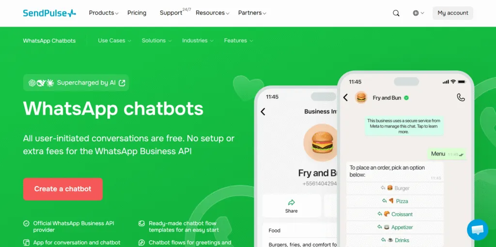 whatsapp customer support software sendpulse